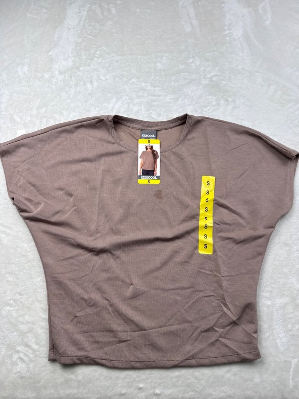 32 Degrees Cool Womens Taupe Short-Sleeve Relaxed Fit T-Shirt Size Small Lightwe